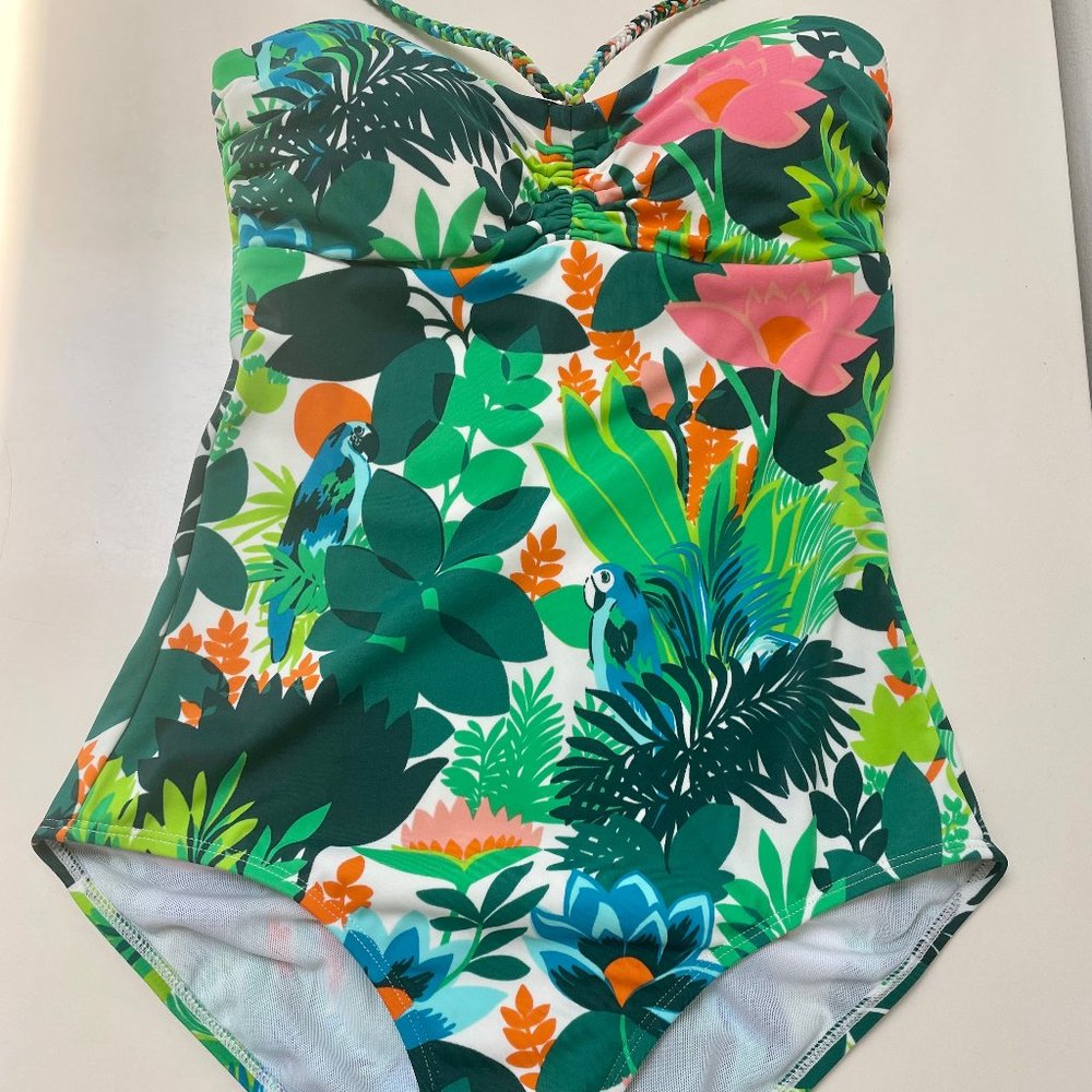 Boden Tropical Print One Piece Swimsuit - Green, Pink, Orange